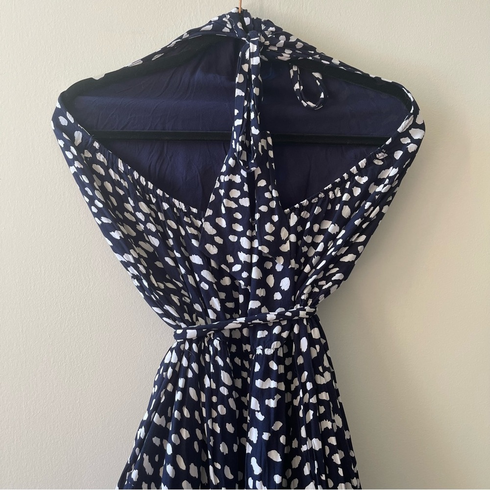 Navy Dotted Halter Maxi Dress - Picture 5 of 6